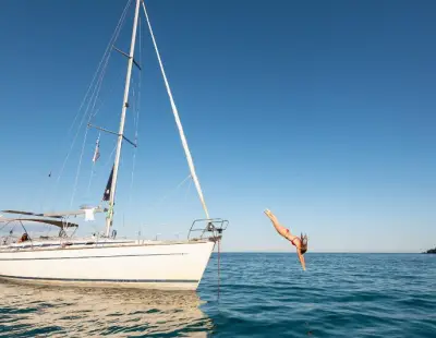 Cruise on a sailing yacht along the southeast coast of Thassos